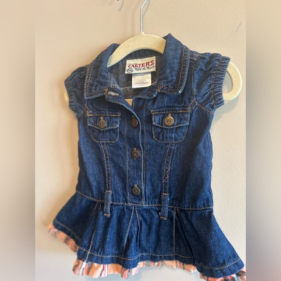 Vintage Carters Denim Top with Ruffles, Size 3-6 mo - Picture 6 of 7